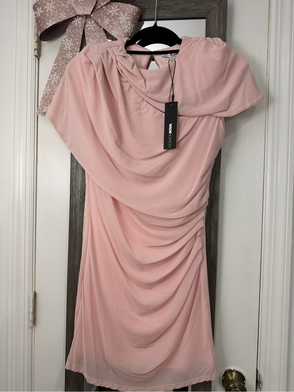 Fashion Nova Blush Pink Draped Mini Dress
